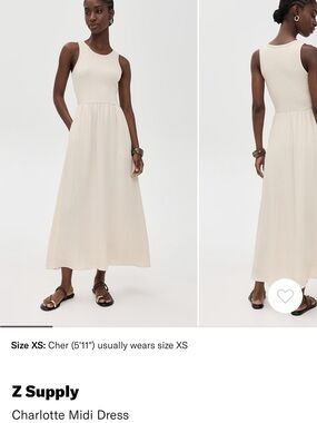 Z Supply Ribbed Scoop Neck Tank Dress in Soft Cream